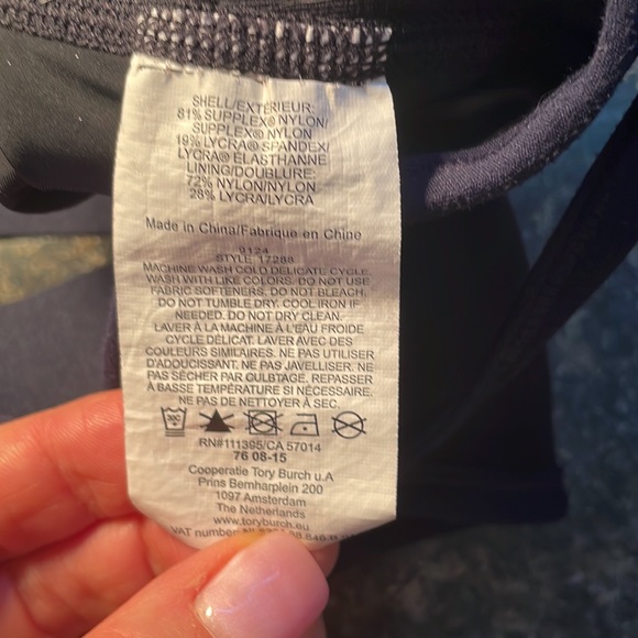 Tory Sport 2 Tone Blue Sports Bra with Adjustable Crossed Spaghetti Straps Small - Picture 9 of 9